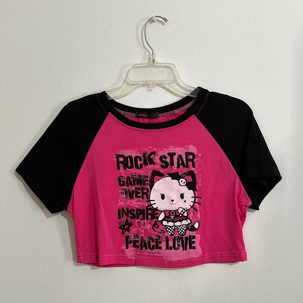 Cute Kawaii Emo Scene Rock Star Cropped Graphic Tee